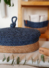 Jute Handwoven Storage Basket With Lid - Blue