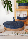 Jute Handwoven Storage Basket With Lid - Blue