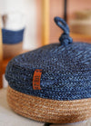 Jute Handwoven Storage Basket With Lid - Blue