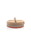 Jute Handwoven Storage Basket With Lid - Orange And Grey