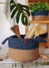 Jute Handwoven Storage Basket - Blue