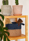 Jute Handwoven Storage Basket - Blue