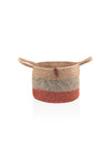 Jute Handwoven Storage Basket - Orange And Grey