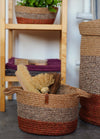 Jute Handwoven Storage Basket - Orange And Grey