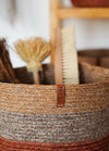 Jute Handwoven Storage Basket - Orange And Grey