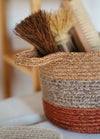 Jute Handwoven Storage Basket - Orange And Grey