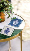 Vase Bleu Blanc Natural Stone Coasters, Set of 2