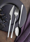 Vina Series Silver And White Cutlery, Set of 24