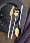 Vina Series Gold And White Cutlery, Set of 24