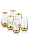 Glam Series Highball Glasses, Set of 6 - Gold