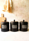 Black Coffee, Tea, And Sugar Jar Set - 17 cm (H)