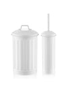 White Waste Bin & Toilet Brush Set