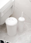 White Waste Bin & Toilet Brush Set